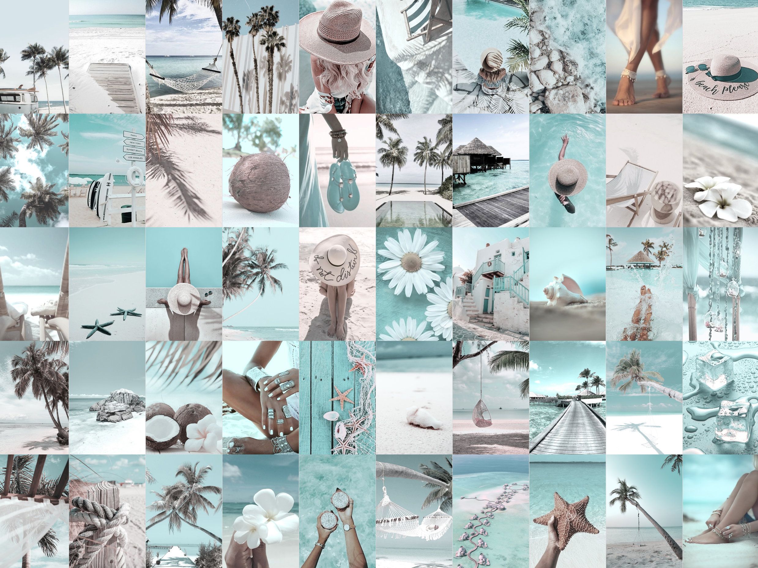 2478x1856 150pcs Beach Blue Aesthetic Wall Collage, Beach Wall Art, Blue Boho Summer Tropical Beach Collage Photo Kit, Aesthetic Girly Picture, Prints