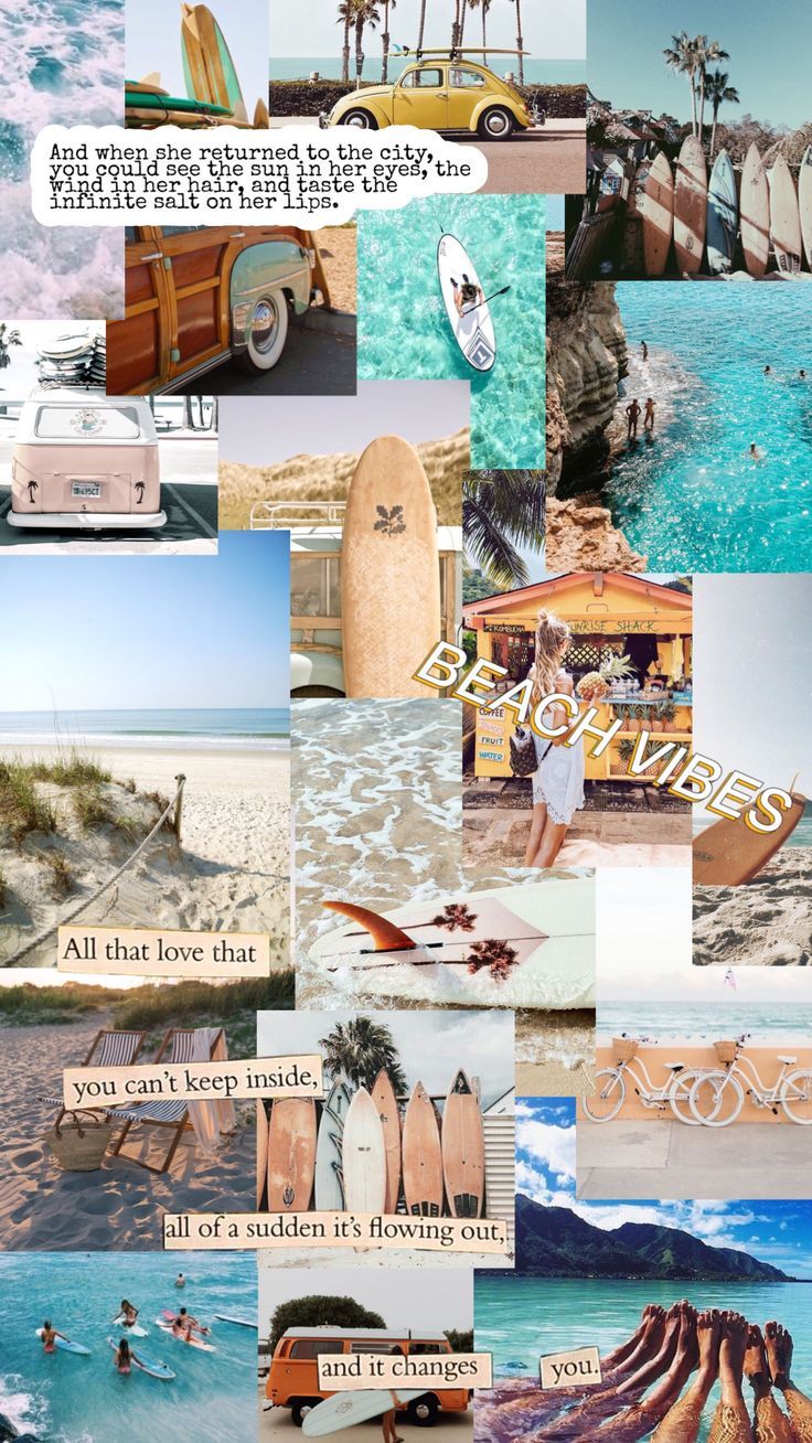 736x1308 Summer Collage Beach Wallpaper