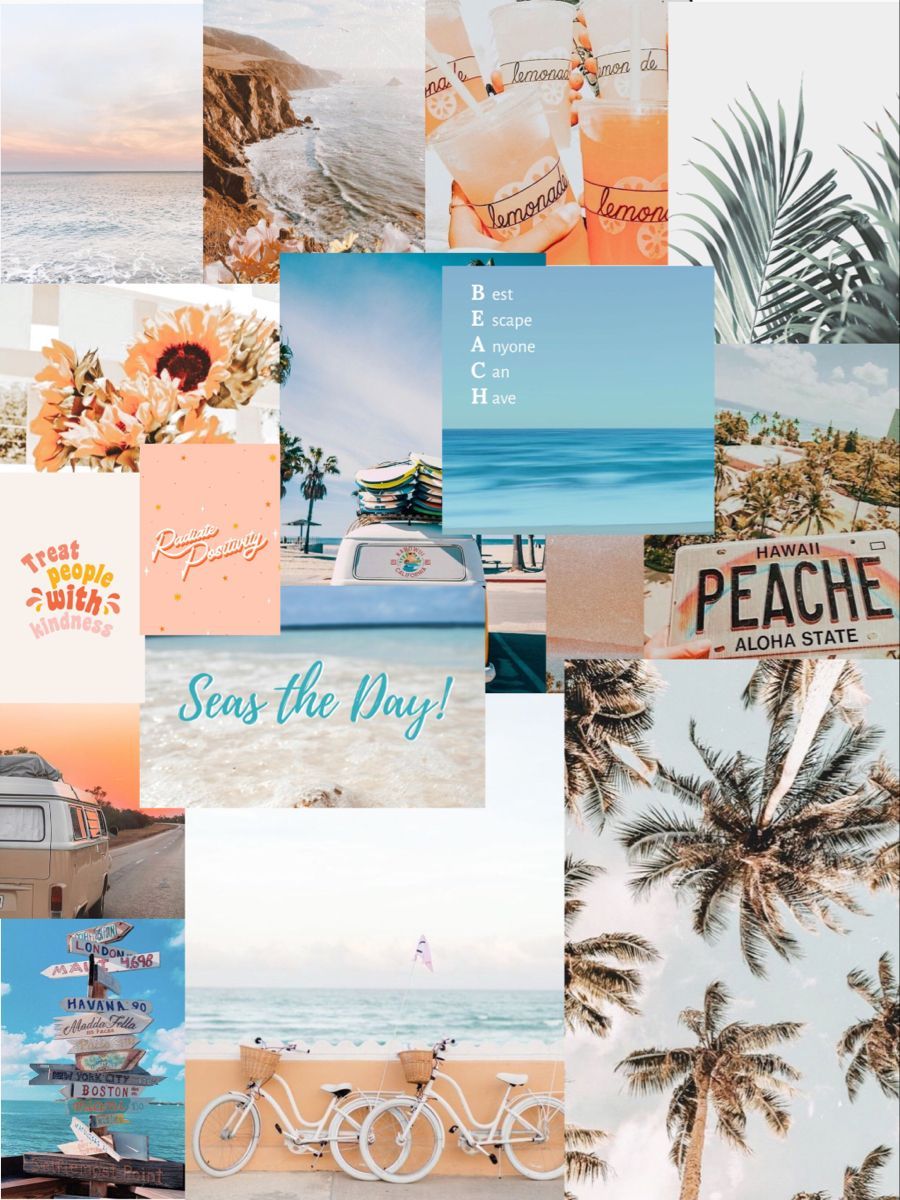 900x1200 Cute Beach Collage Wallpaper