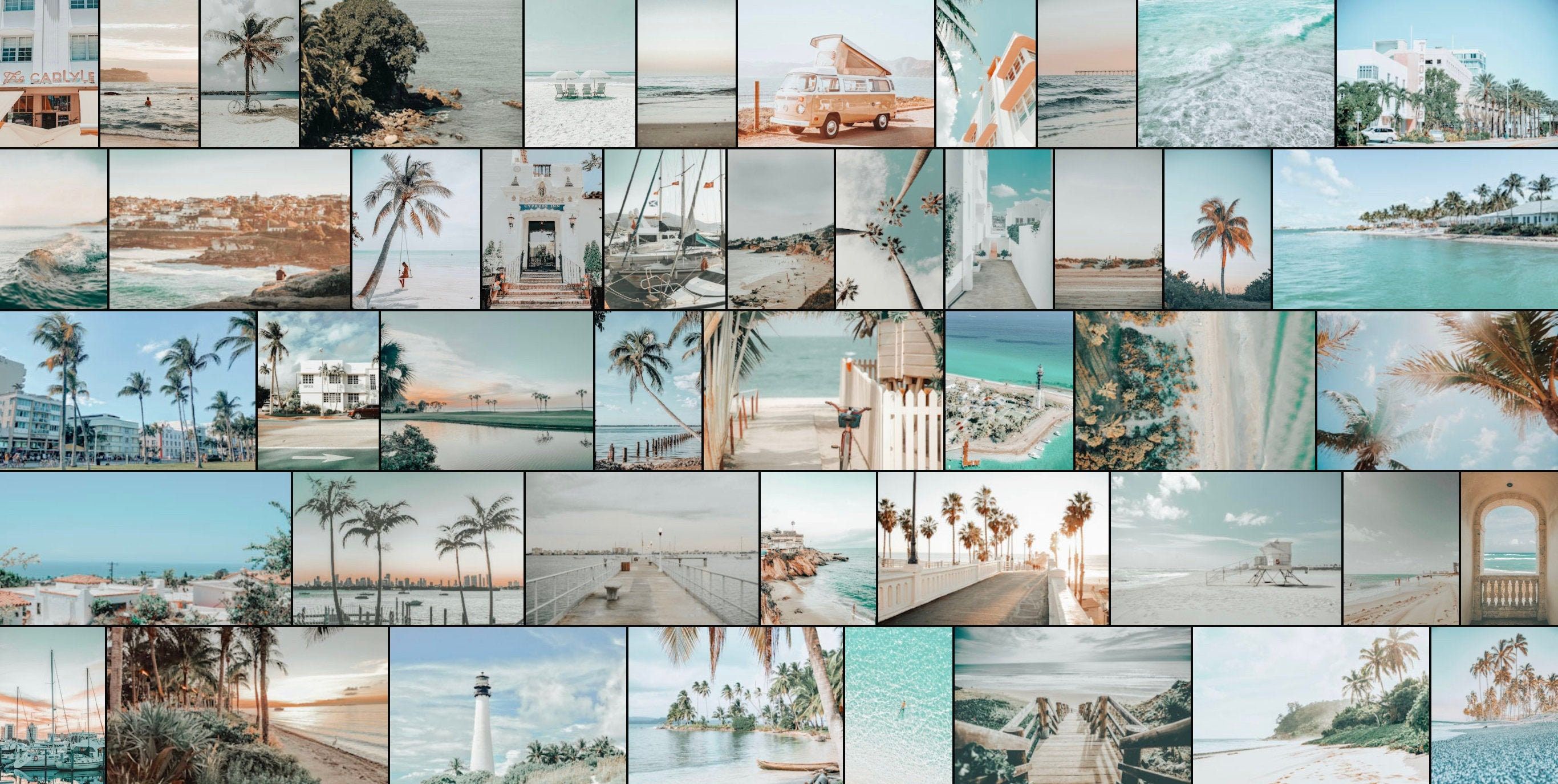 2732x1375 Beach Aesthetic Photo Collage Wall Kit Digital Download. Trendy Wall Art. Aesthetic Teen Room Decor. Beach Boho Vibes VSCO