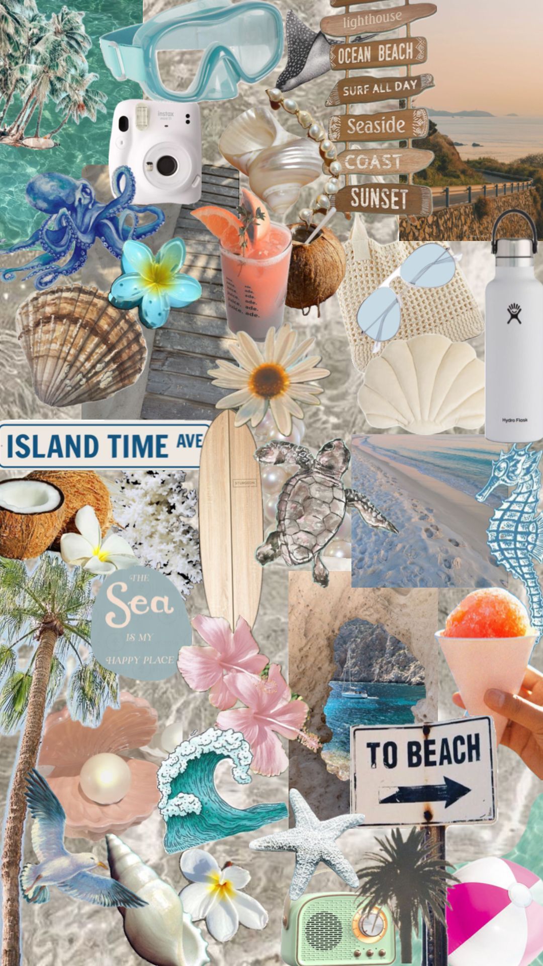 1080x1920 Check out sweetieflyk's Shuffles Beach wallpaper!! #beachaesthetic #beach#sea#nature #outside#wallpaper #collage#