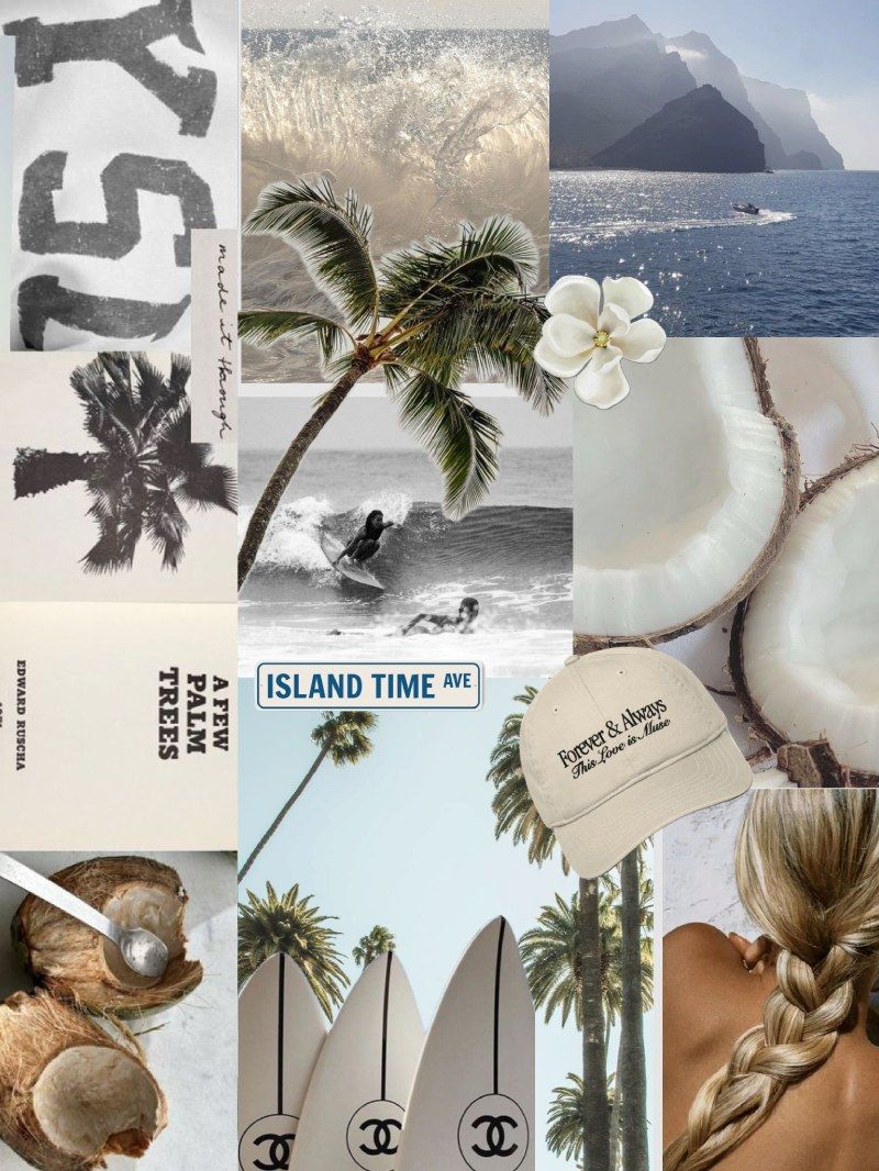 800x1066 Trendy Island Time Beach Aesthetic Collage iPad Wallpaper Lock Screen Background