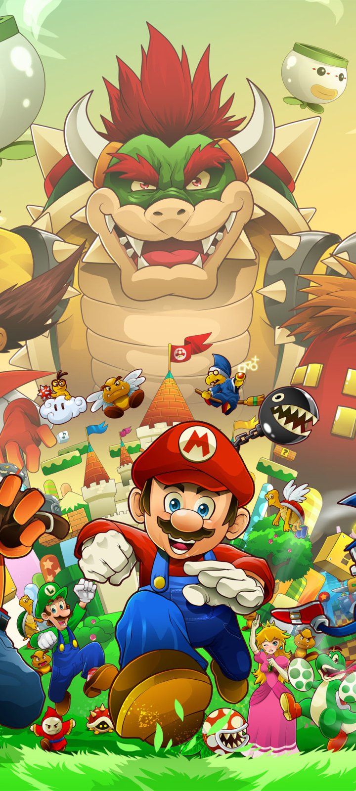 720x1600 Nintendo Sega Sony Wallpaper Console Crossover: Mario, Bowser Crash Nintendo × Sega × Sony