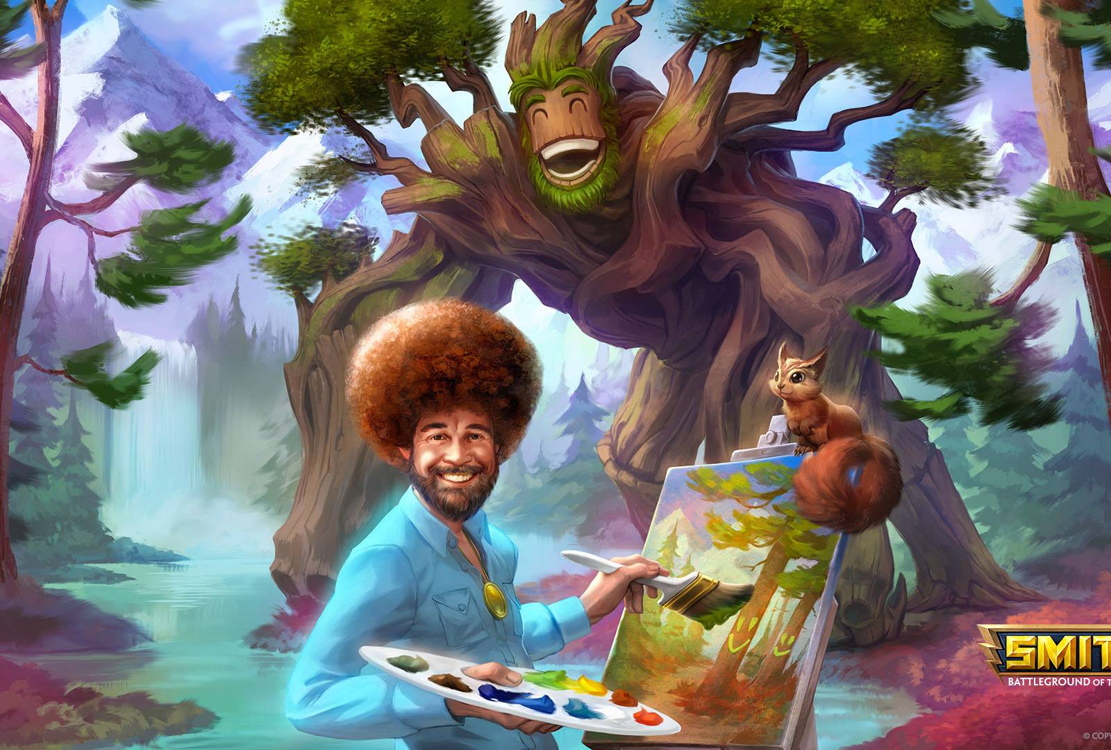 1600x1080 Bob Ross will be playable in Smite, complete with happy trees