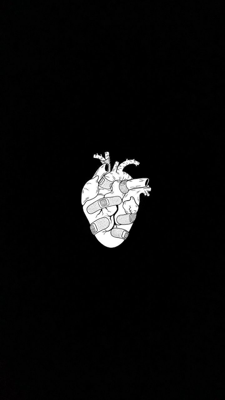 720x1280 Black background with white heart. Black and white heart wallpaper iphone, Phone wallpaper, Picture wallpaper