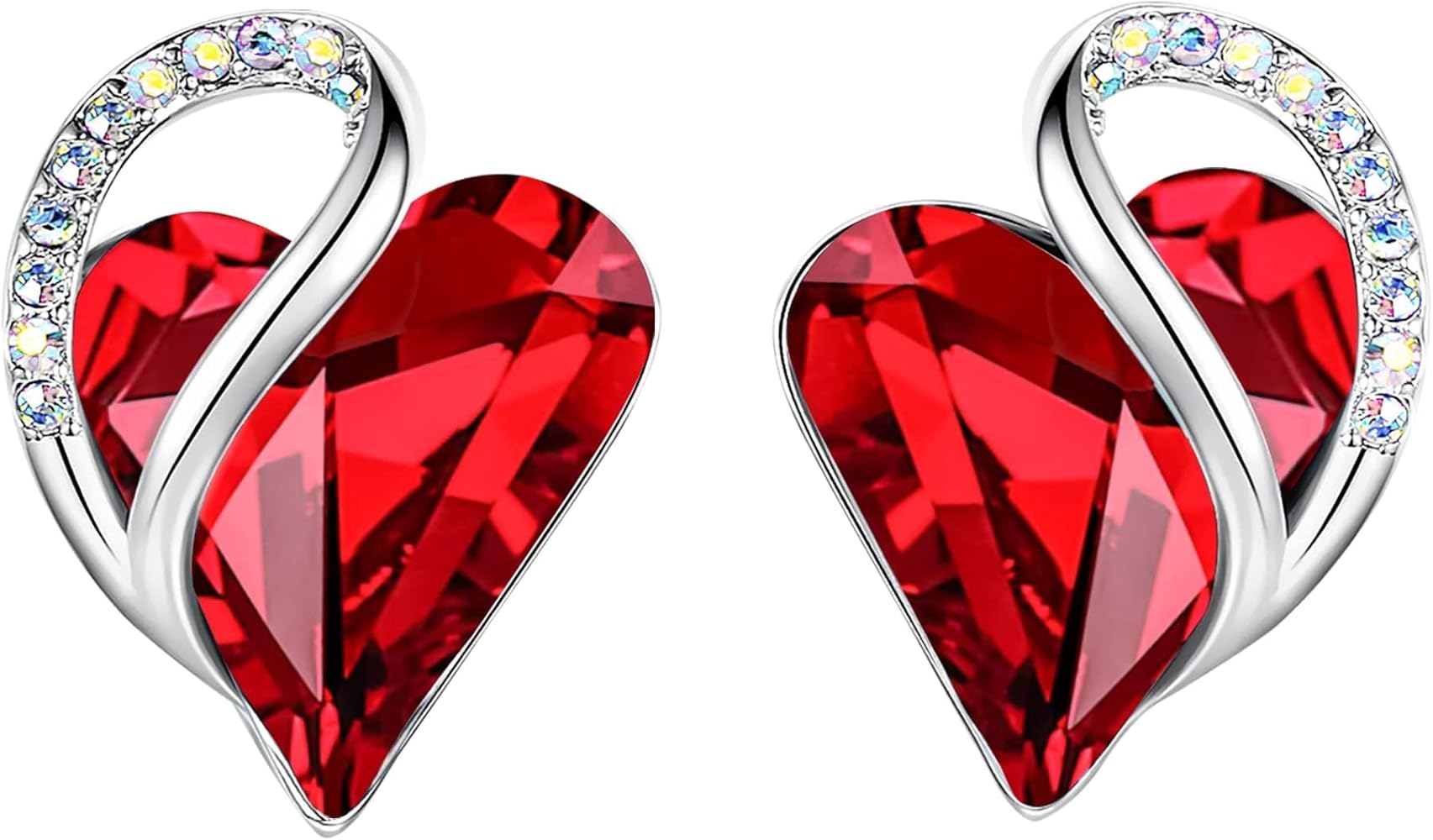 1705x1000 Leafael Infinity Love Heart Stud Earrings for Women, January & July Birthstone Crystal Garnet Ruby Red, Gifts for Mom, Wife, and Her, Silver Tone: Clothing, Shoes & Jewelry