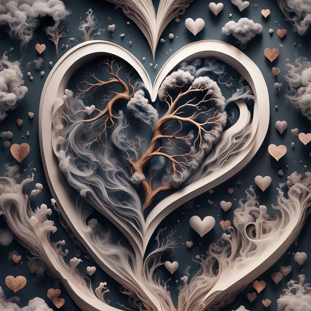 1024x1024 Healing the Broken Heart Surrounding Heart with Hearts and Things Made of Smoke