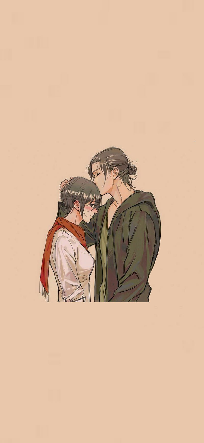 800x1733 Eren and mikasa, acerman, anime, attack on titan, jeager, kyojin, shingeki, HD phone wallpaper
