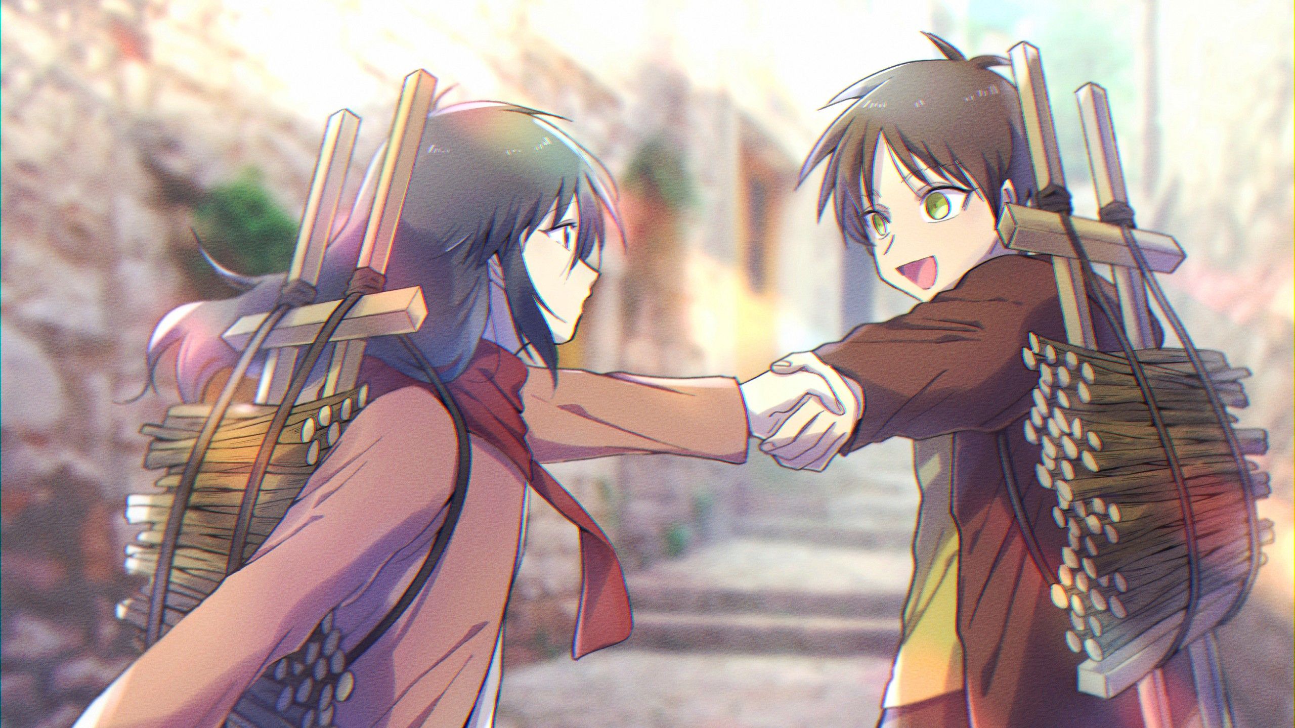 2560x1440 Eren Yeager Mikasa Ackerman HD Attack On Titan Wallpaper