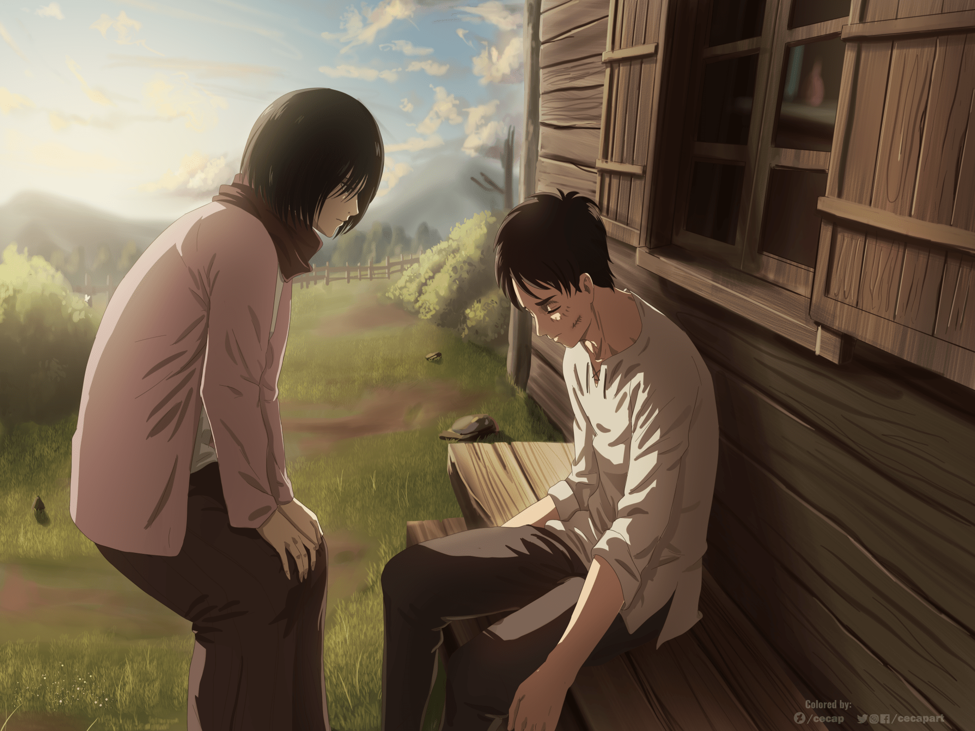 1920x1440 Eren & Mikasa in Attack on Titan 4K Ultra HD Anime Wallpaper