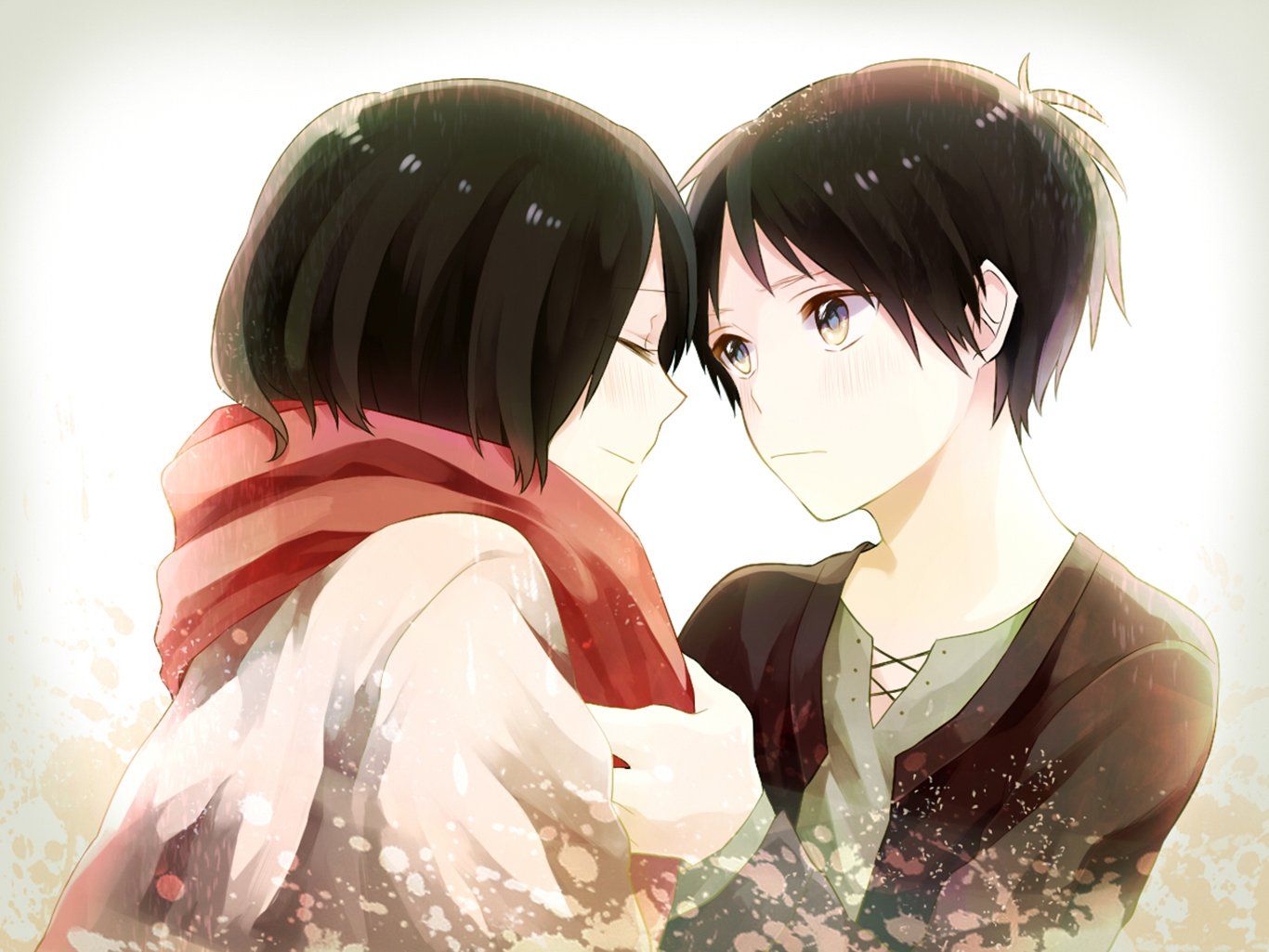 1366x1025 Eren and Mikasa: HD Wallpaper from Attack on Titan by 大宮PONx1025
