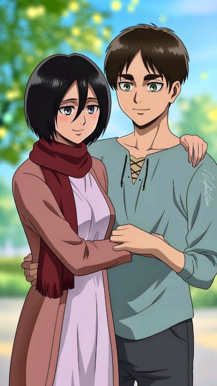 718x1276 Eren and Mikasa Love Romantic HD 4k Wallpaper in Attack on Titan