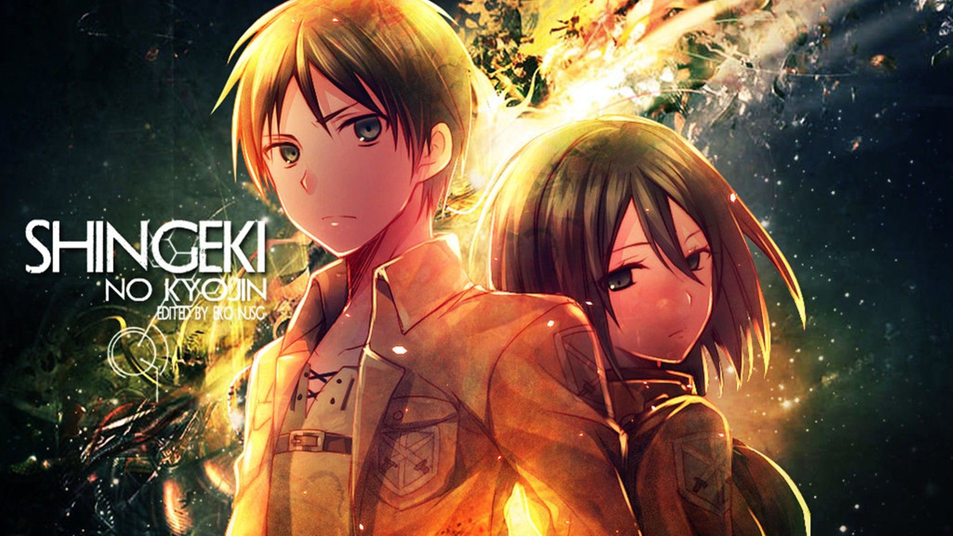 1920x1080 Mikasa And Eren Background Wallpaper 24544
