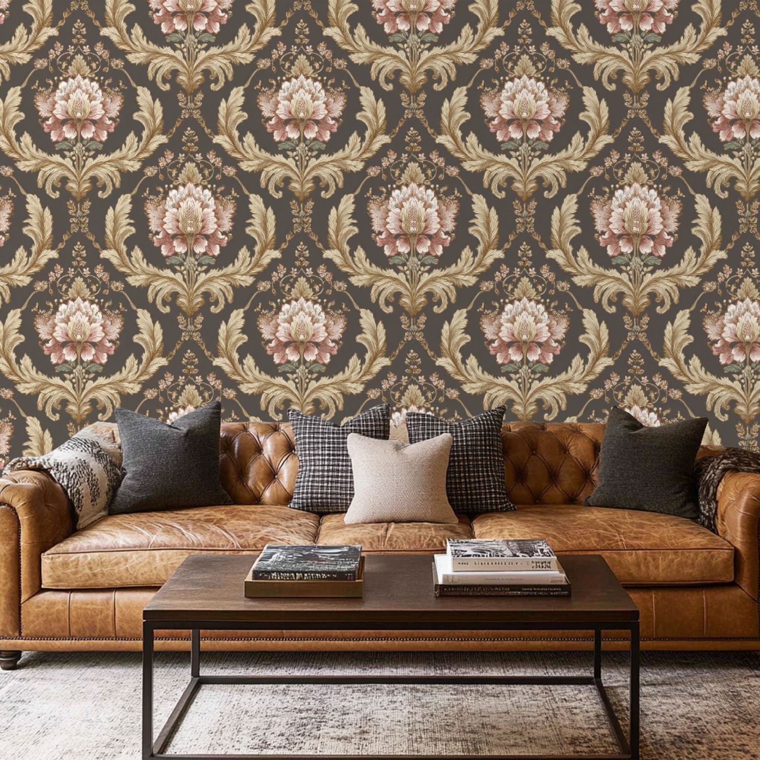1500x1500 Peel and Stick Wallpaper Contact Paper Classical luxury old fashioned damask ornament royal victorian floral Self Adhesive and Removable 17.7in x