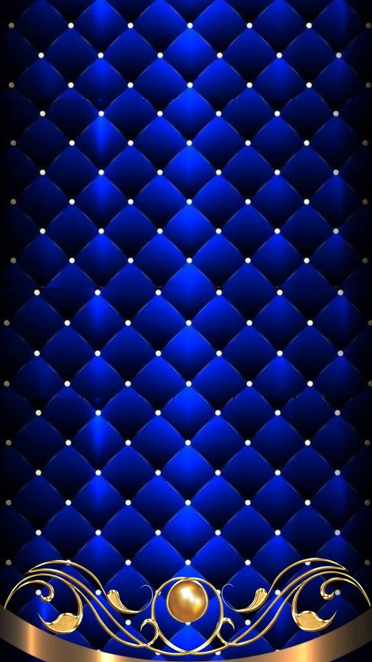 736x1308 luxury wallpaper for smartphone blue with gold ornaments