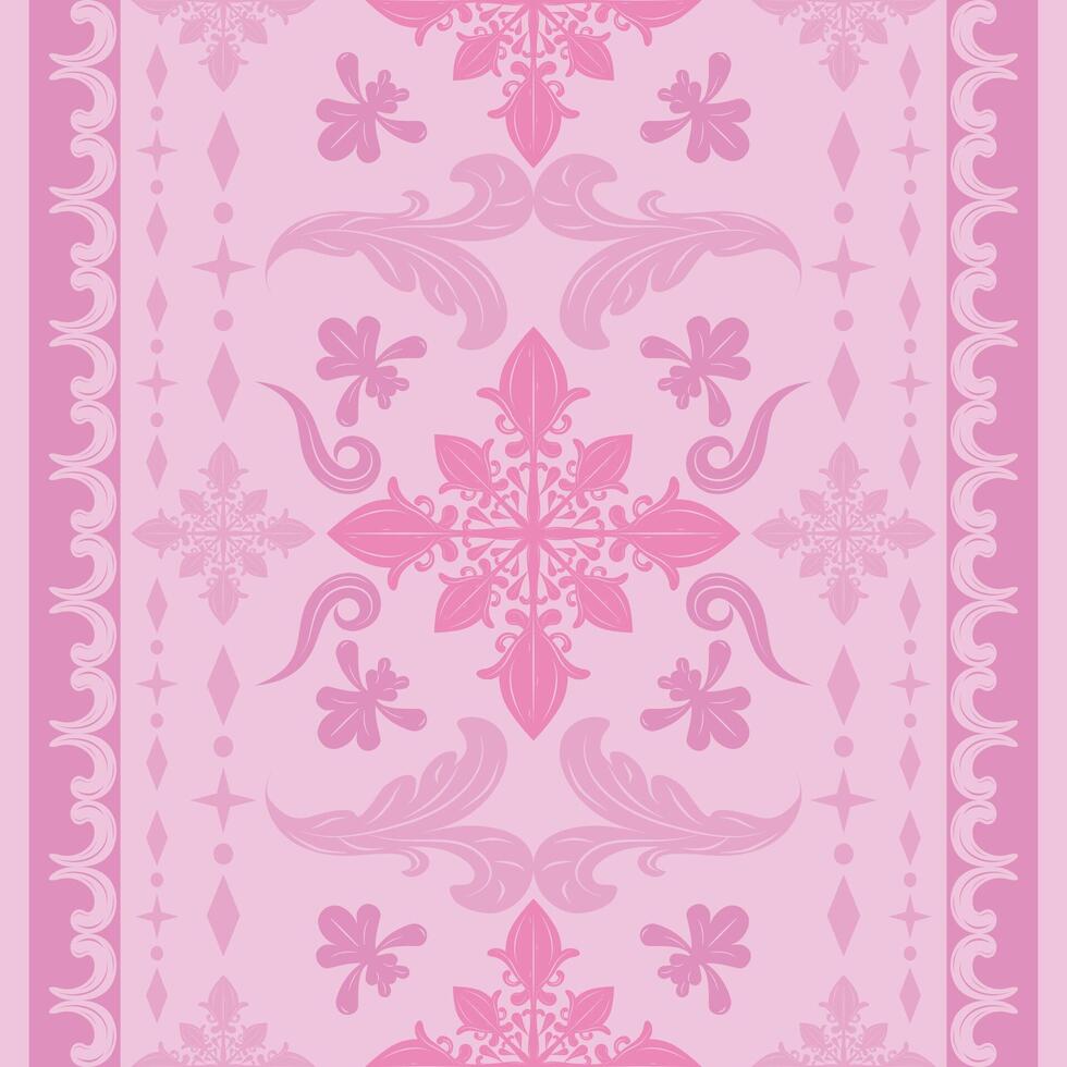 980x980 Elaborate Royal Luxury Honored of Pink with Florals Leaves Geometric Scroll Ornament Decorated. Detailed Exquisite Pattern Border Seamless Design for Elegance Art work Wallpaper Digital Background Rug