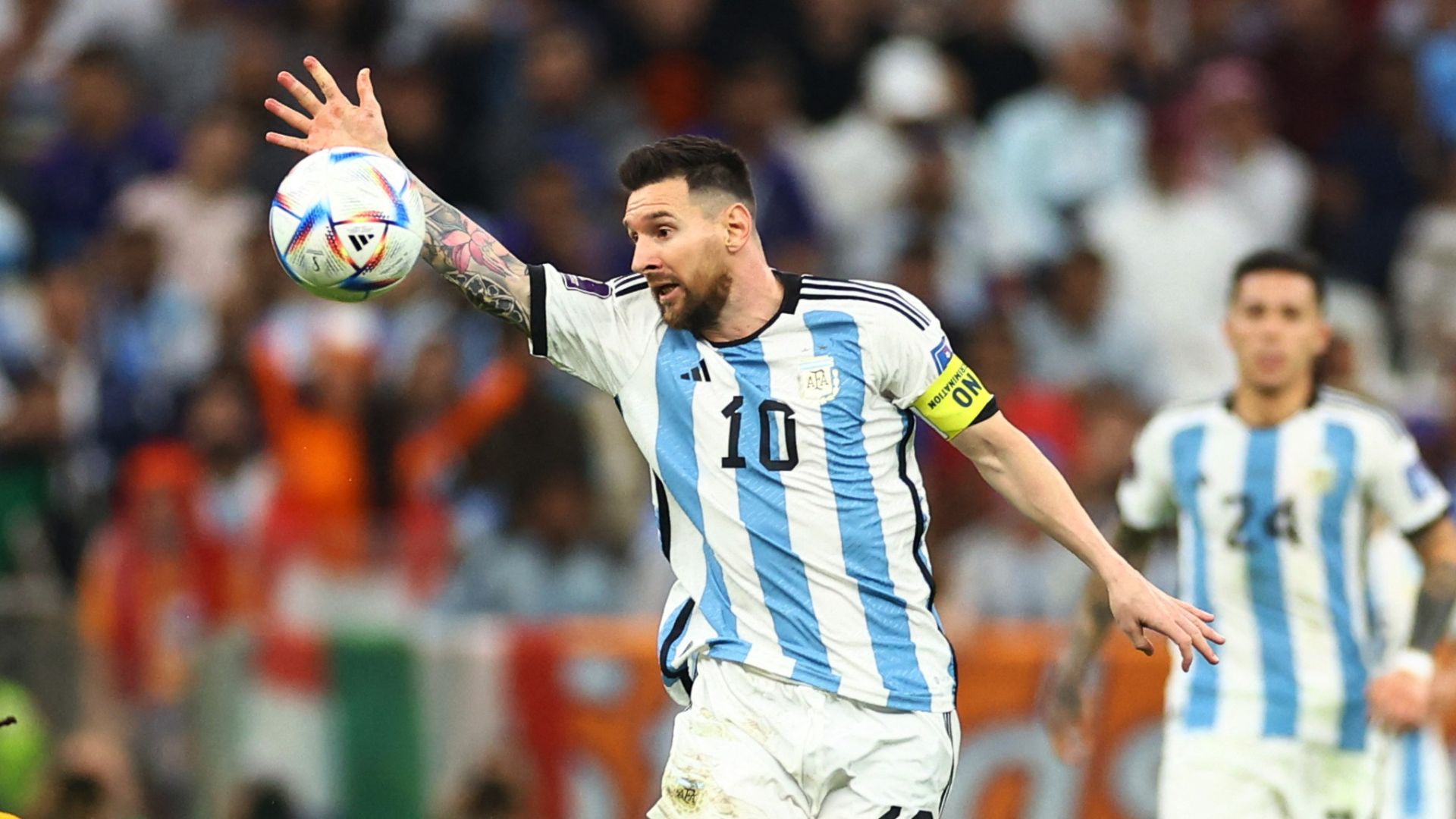 1920x1080 Fans claim Lionel Messi should have been SENT OFF after avoiding yellow card for 'deliberate handball' vs Netherlands