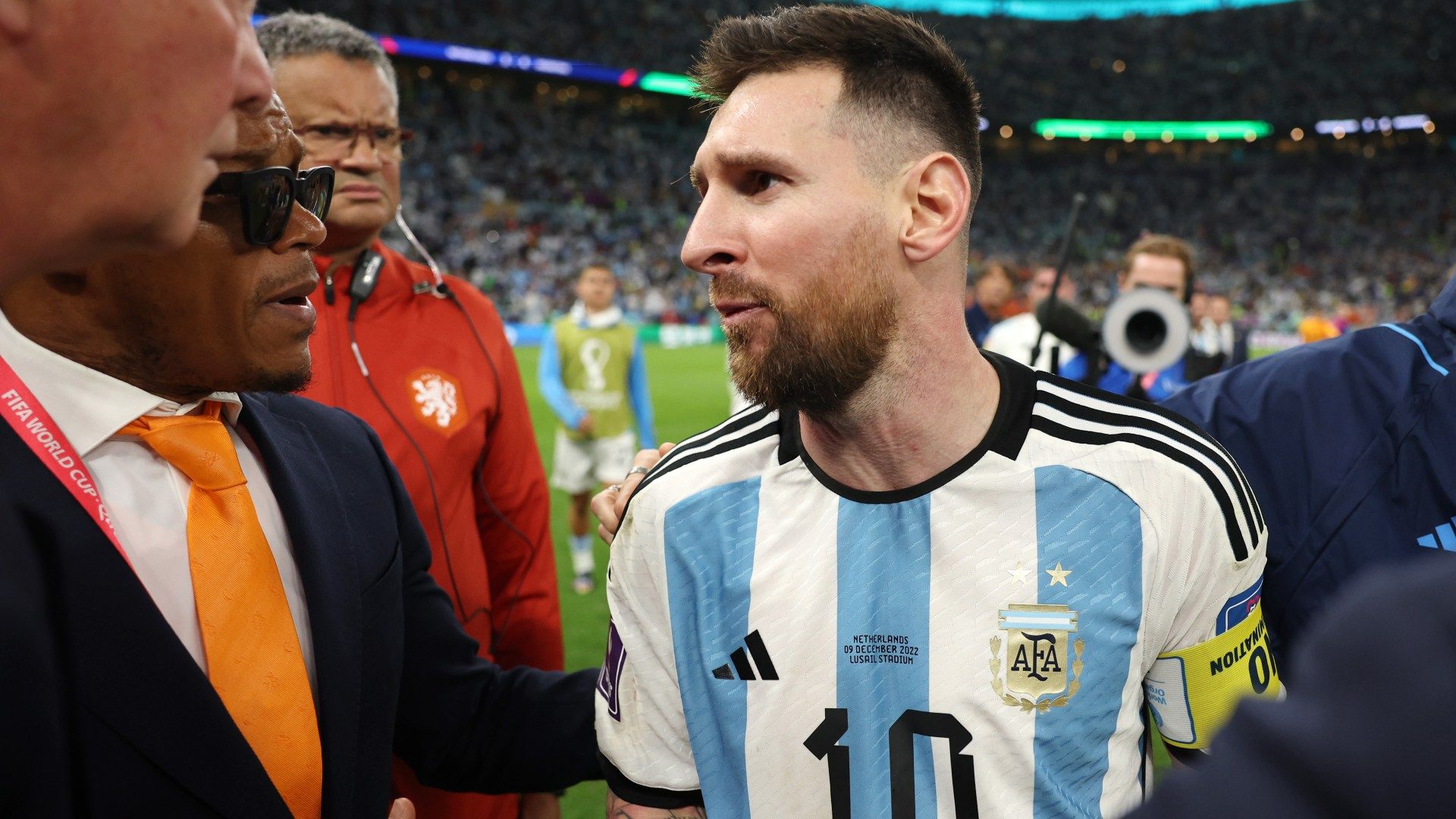 1920x1080 You Talk Too Much' Messi Confronts 'disrespectful' Netherlands Boss Louis Van Gaal After Leading Argentina Through Fiery World Cup Quarter Final Game
