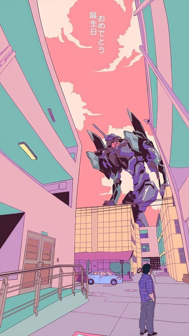800x1422 Evangelion, anime, city, town, HD phone wallpaper