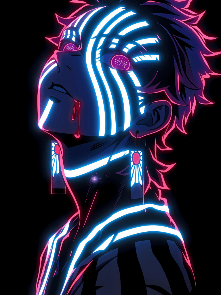 768x1024 Neon Wallpaper 4K, Akaza