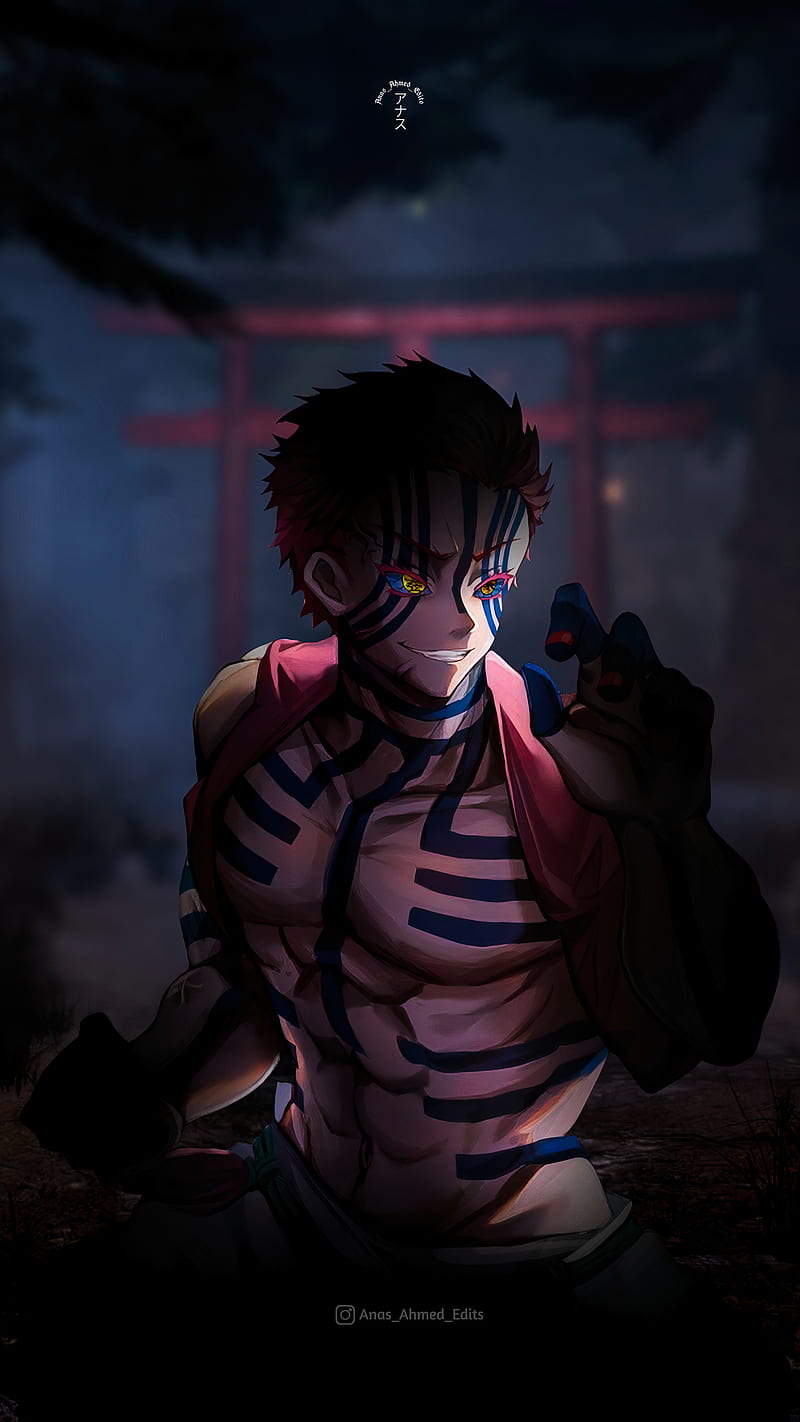 800x1422 Akaza, Anime, Akaza, Demon Slayer, 12 Demon Moons, HD phone wallpaper