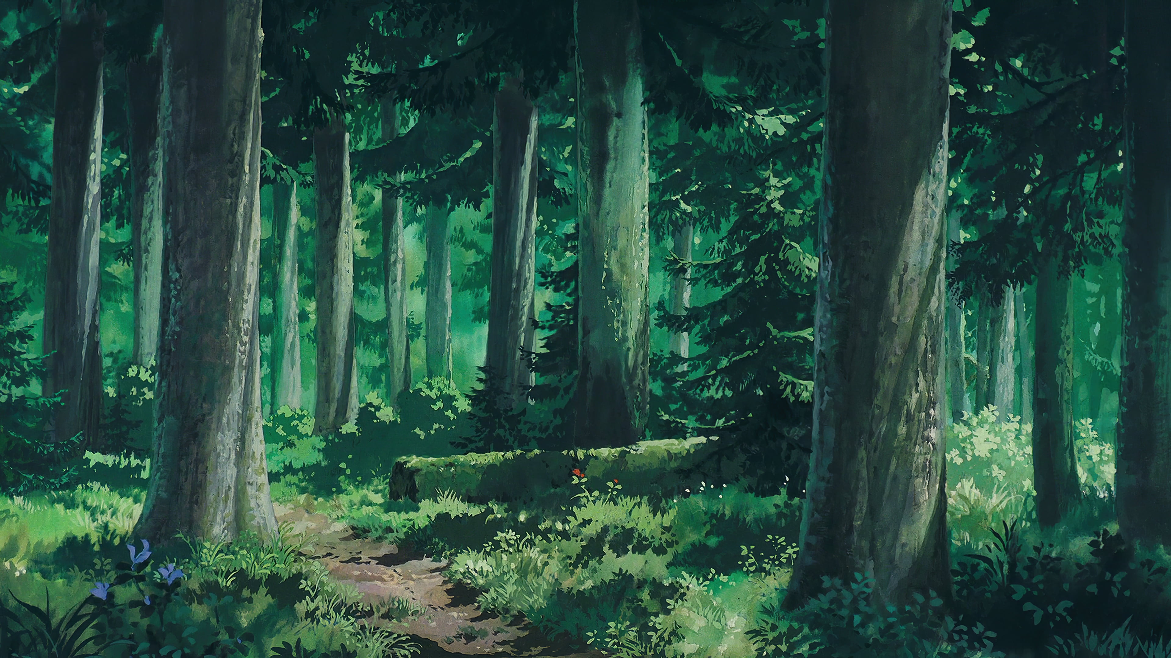3840x2160 Free download. HD wallpaper: Studio Ghibli, forest clearing, landscape, oak, nature