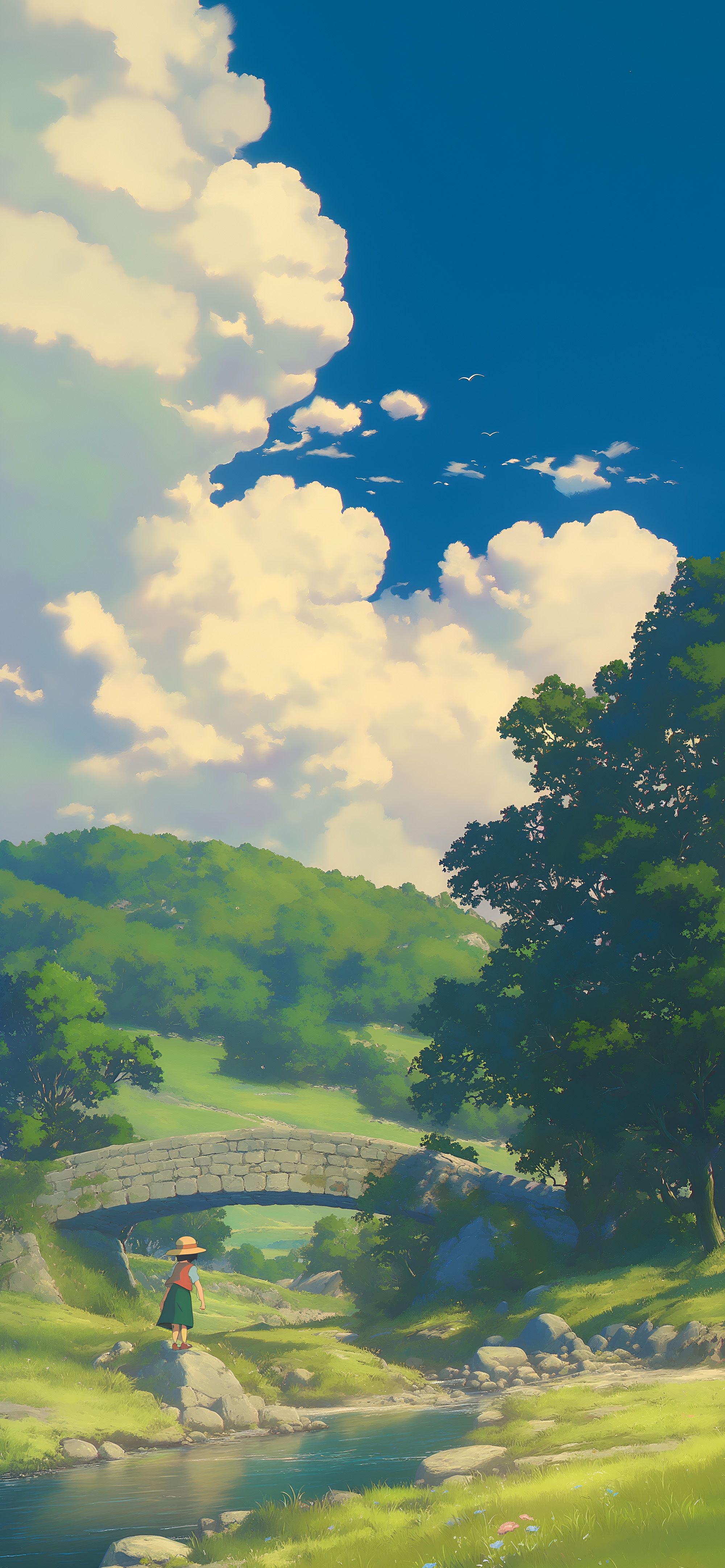 2000x4329 Green Ghibli Aesthetic Wallpaper