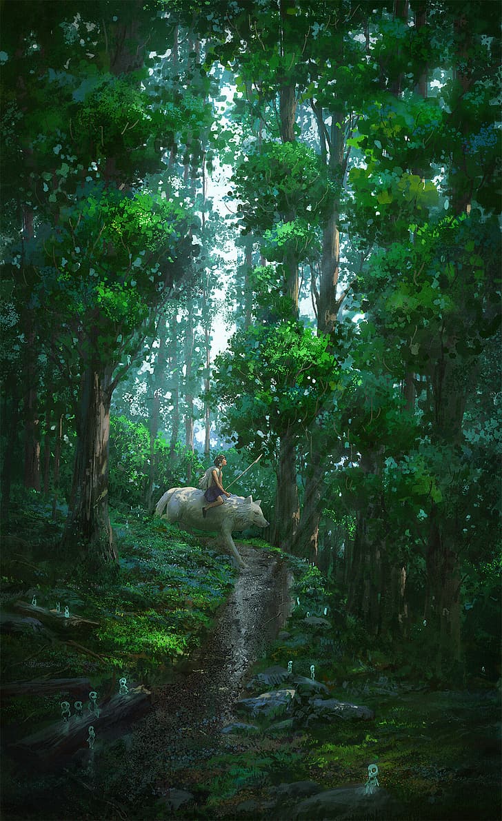 728x1191 Ghibli forest 1080P, 2K, 4K, 5K HD wallpaper free download