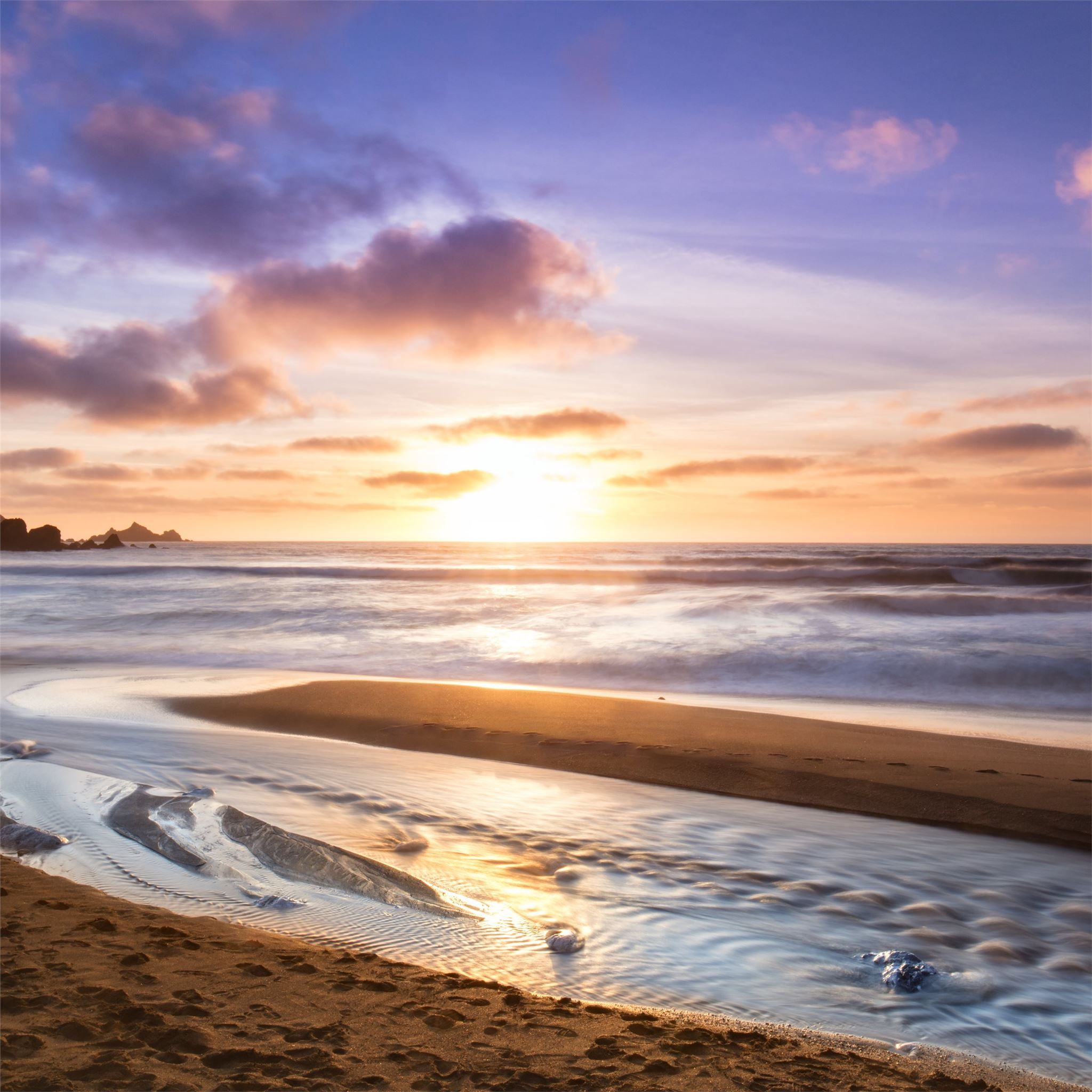 2048x2048 morning beach 8k iPad Air Wallpaper Free Download
