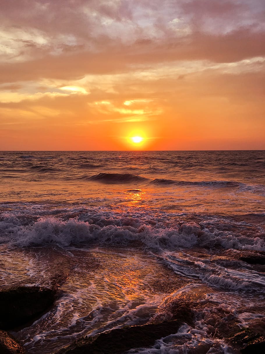 910x1213 calm, sea, sunset view, nature, water, outdoors, ocean, sunset