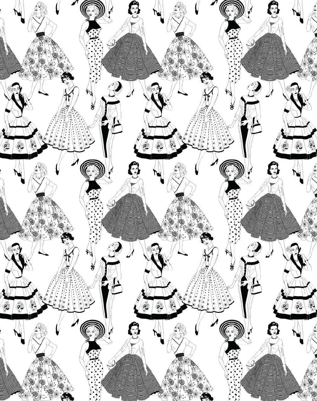 1008x1278 Vintage Dress Wallpaper, Black & White