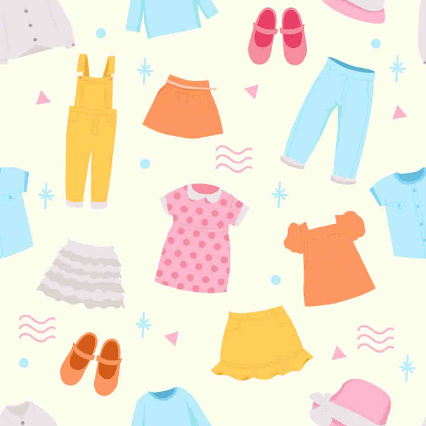 1440x1440 Children's Fashion & Accessories Seamless Pattern Apparel De