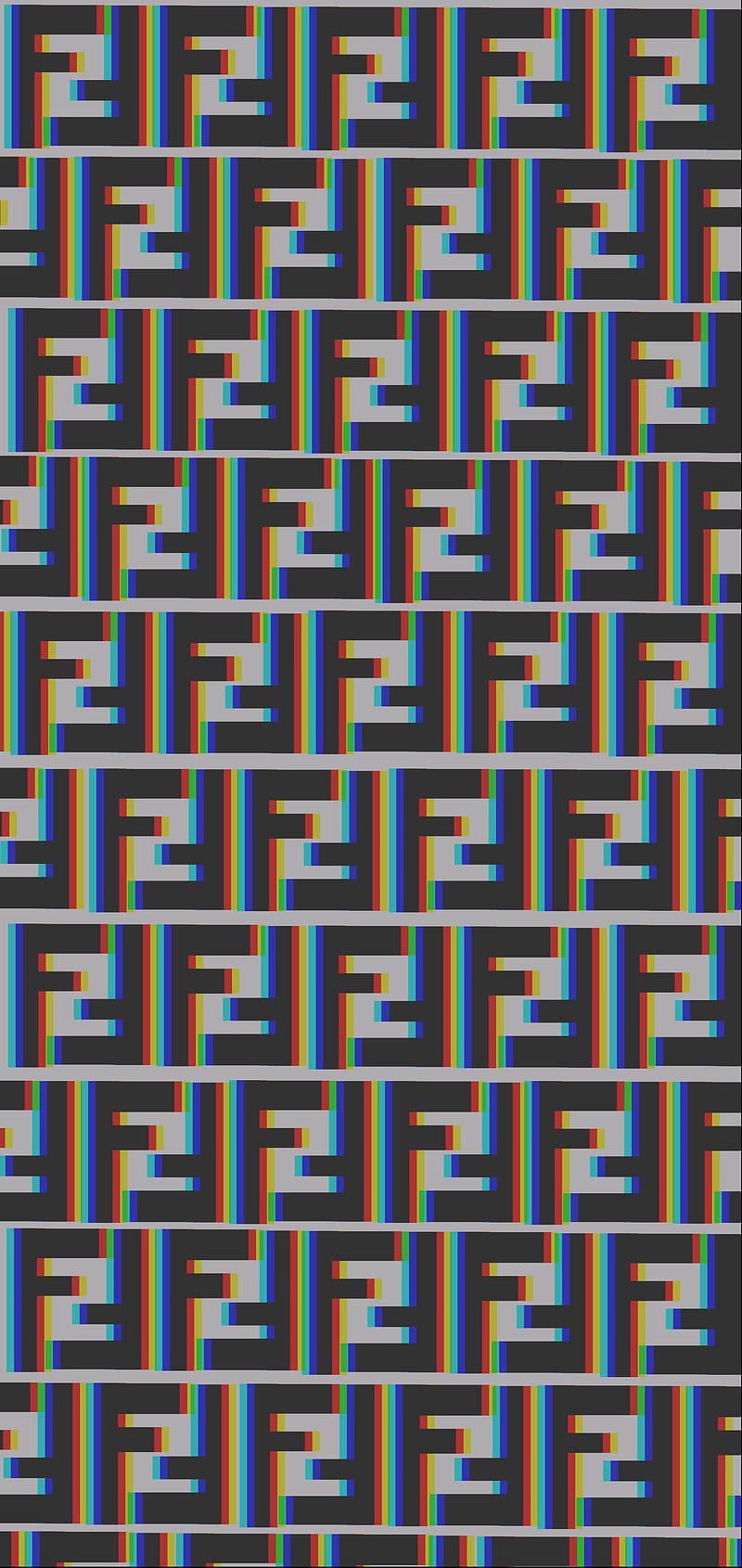 800x1690 Fendi, black, blue, colorful, fashion, glitch, green, patterns, retro, HD phone wallpaper