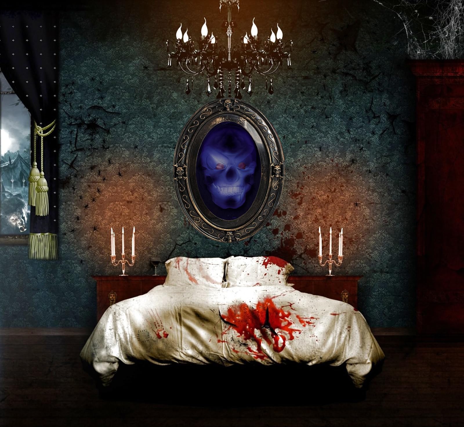 1600x1472 Mirror with Scary Picture, Scary Ghost Mirror, Scary Mirror for Halloween, Haunted House Decoration, Scary Halloween, Talking Mirror for Halloween Party Decorations Indoor : Amazon.de: Home & Kitchen