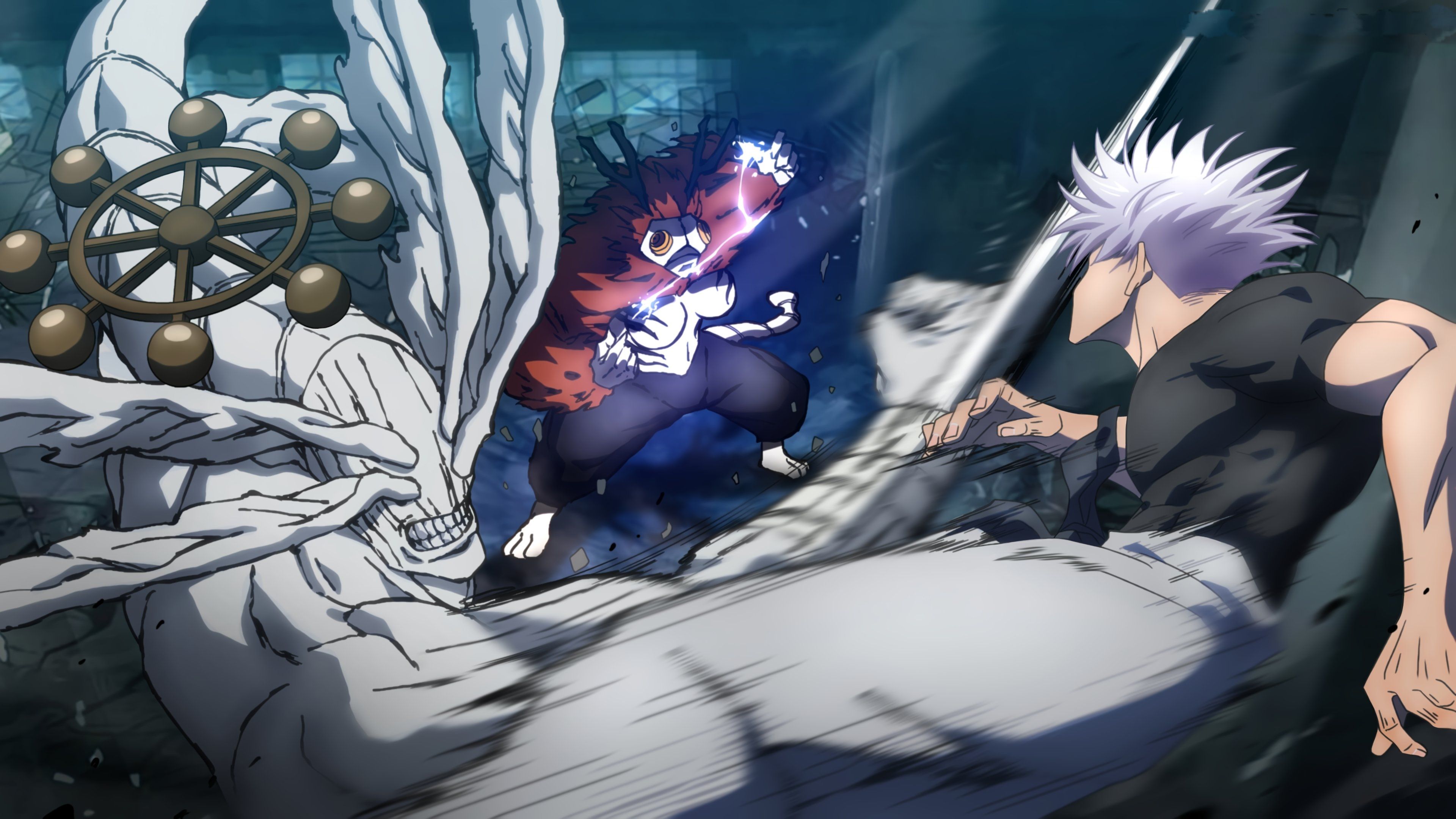 3840x2160 Jujutsu Kaisen Gojo vs Sukuna 4K Ultra HD Wallpaper with Mahoragax2160