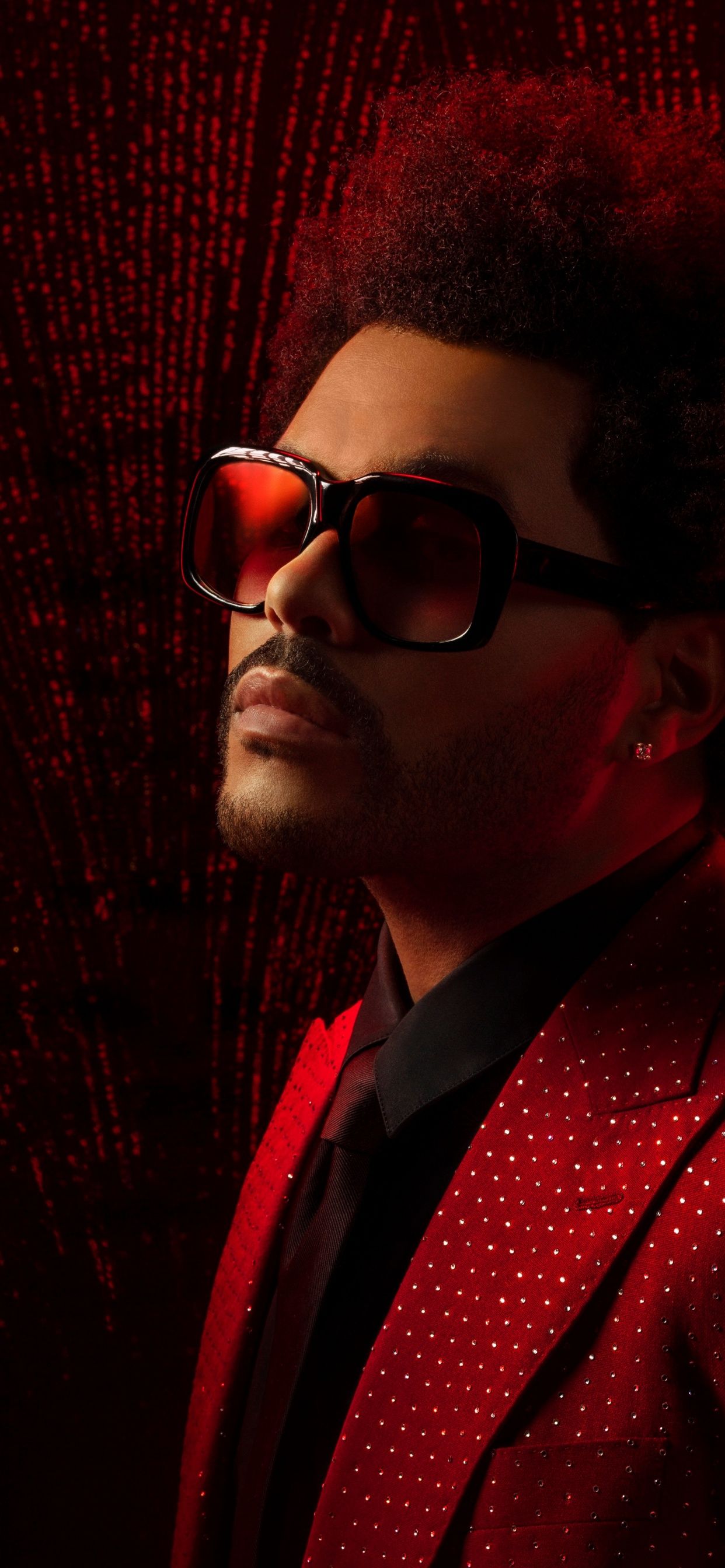 1242x2688 The Weeknd Wallpaper 4K, Canadian singer, Red background