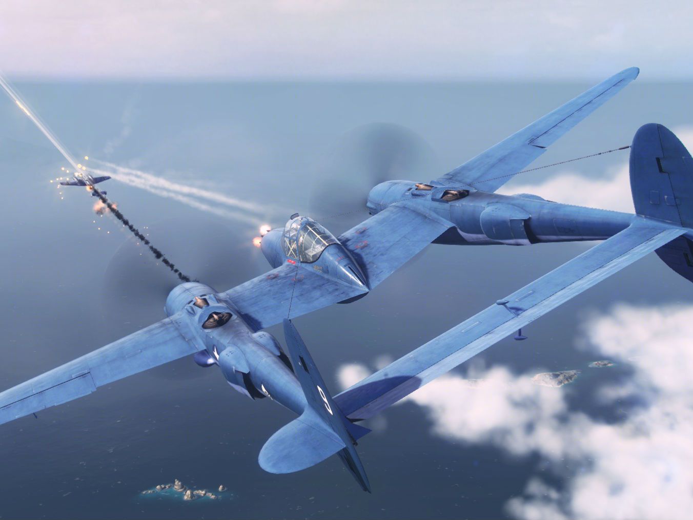 1352x1015 P 38F Lightning King Above Clouds. World Of Warplanes
