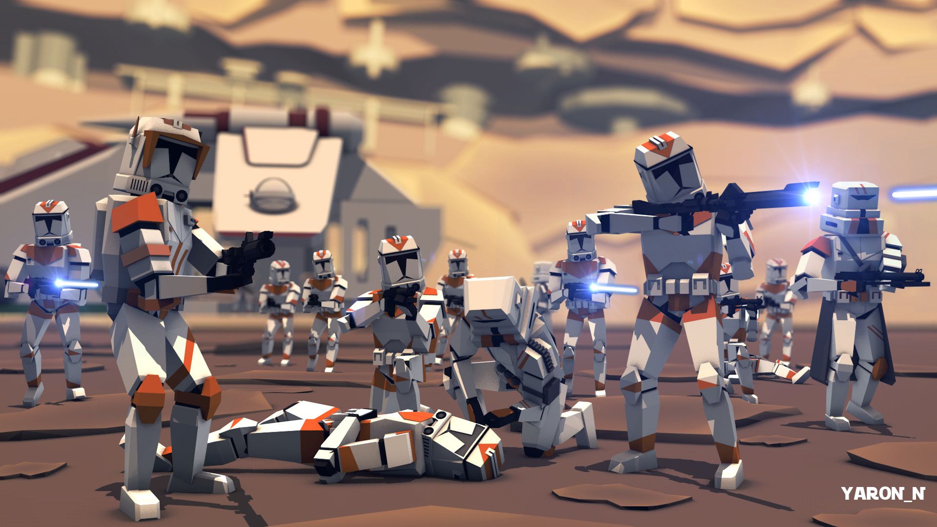 1920x1080 Yaroslav Vakulenko wars. Battle of Utapau. Low poly style