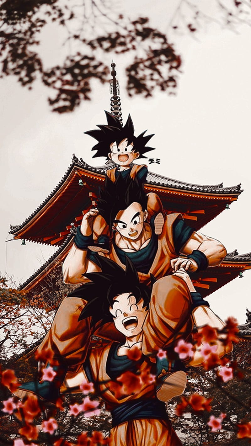 800x1422 Dragon Ball, anime, anime edit, dragonball z, gohan, goku, goten, japan, nature, HD phone wallpaper