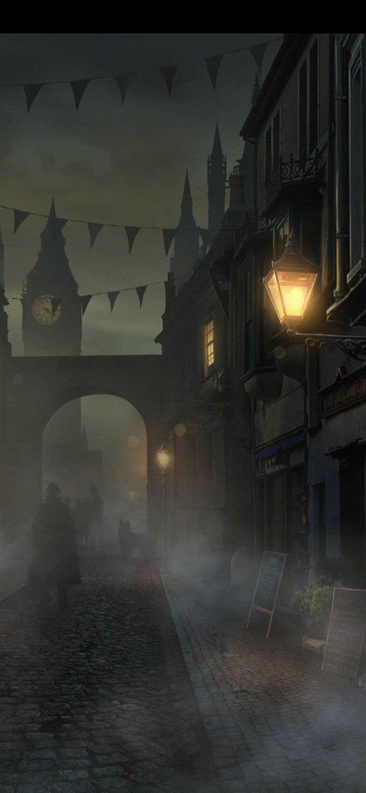 720x1560 Mysterious City Street at Night. Victorian london wallpaper, Victorian age aesthetic, Medieval london
