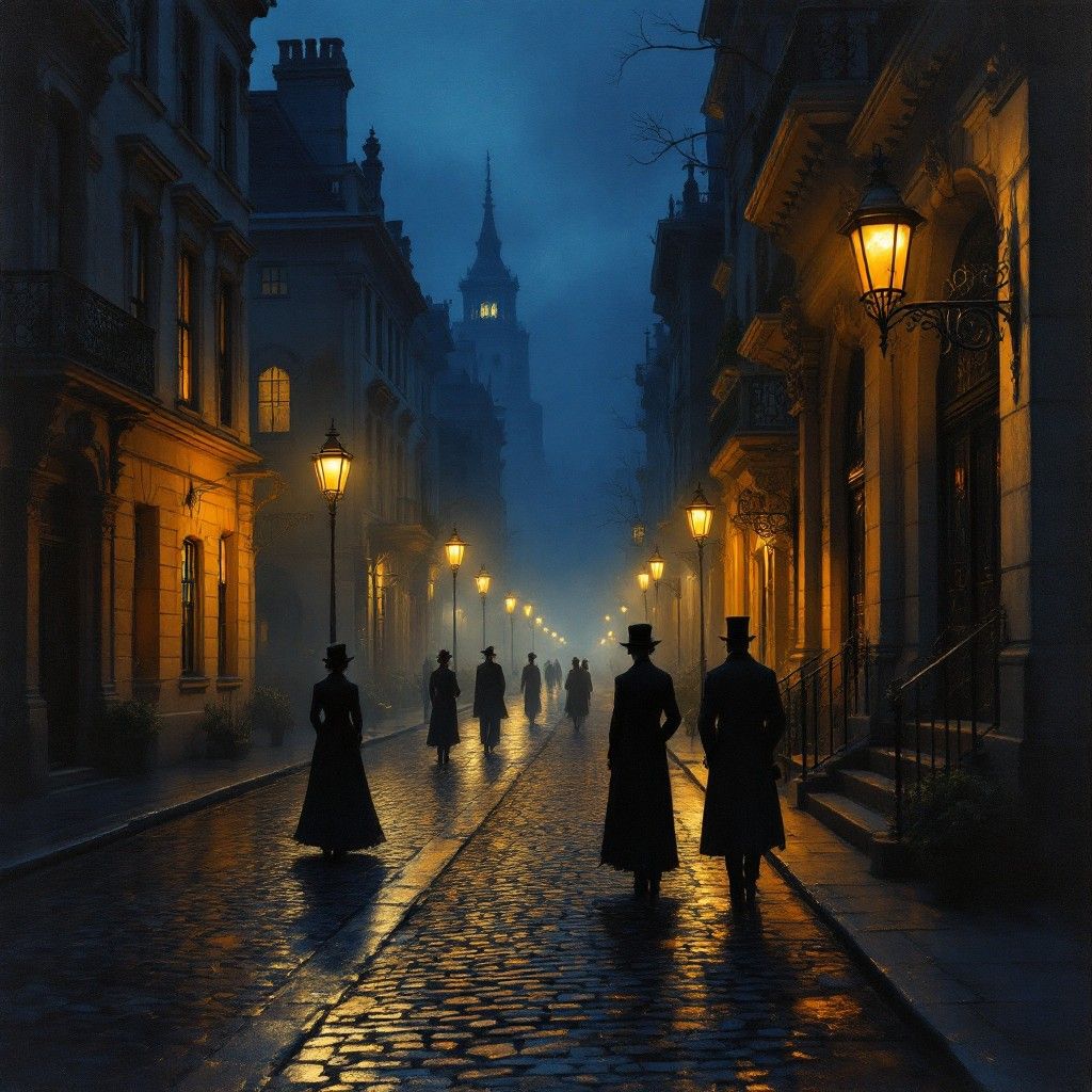 1024x1024 Free Foggy Victorian Street Image, Foggy, Gaslight