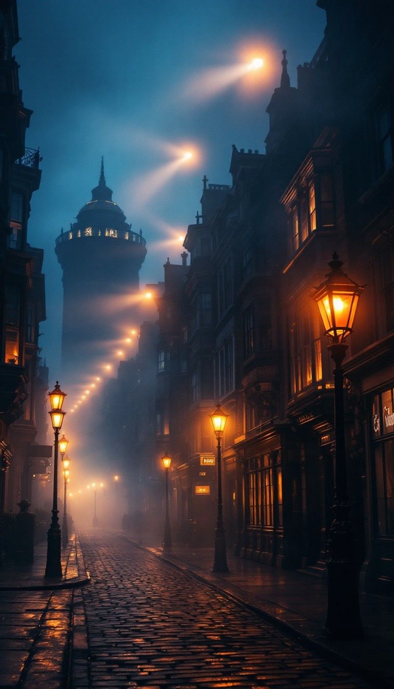 768x1344 Free Misty Victorian Street Image, Victorian, Gothic
