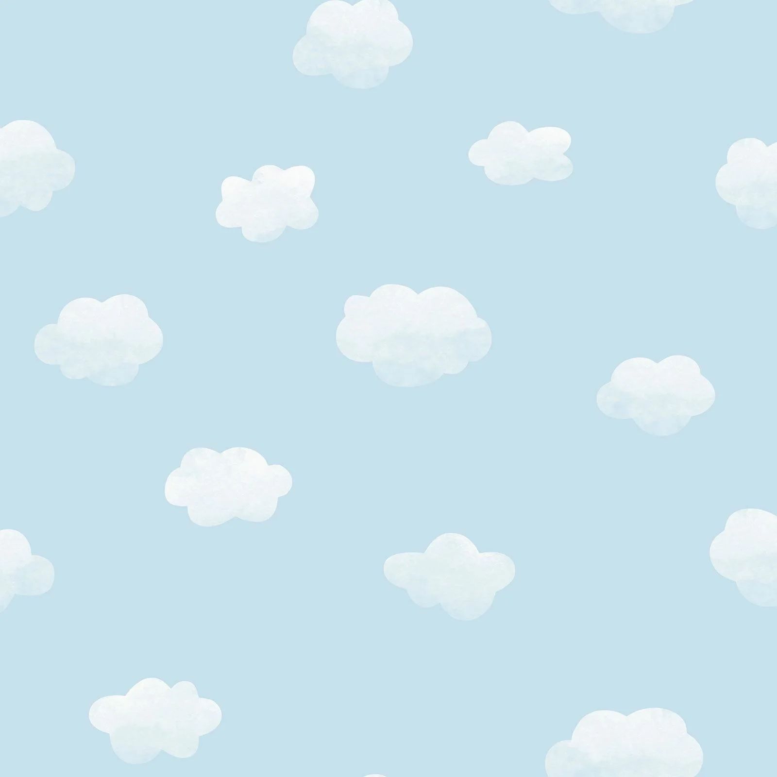 1600x1600 Cloudy Sky Blue Children's Bedroom Playroom Nursery Clouds Wallpaper 90991