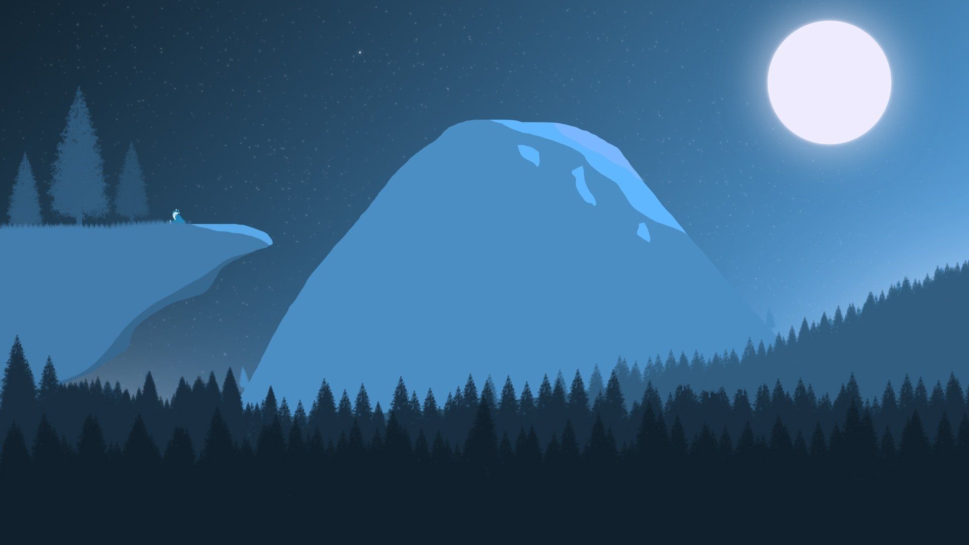 1920x1080 Download Fox Sky Moon Night Forest Artistic Mountain HD Wallpaperx1080
