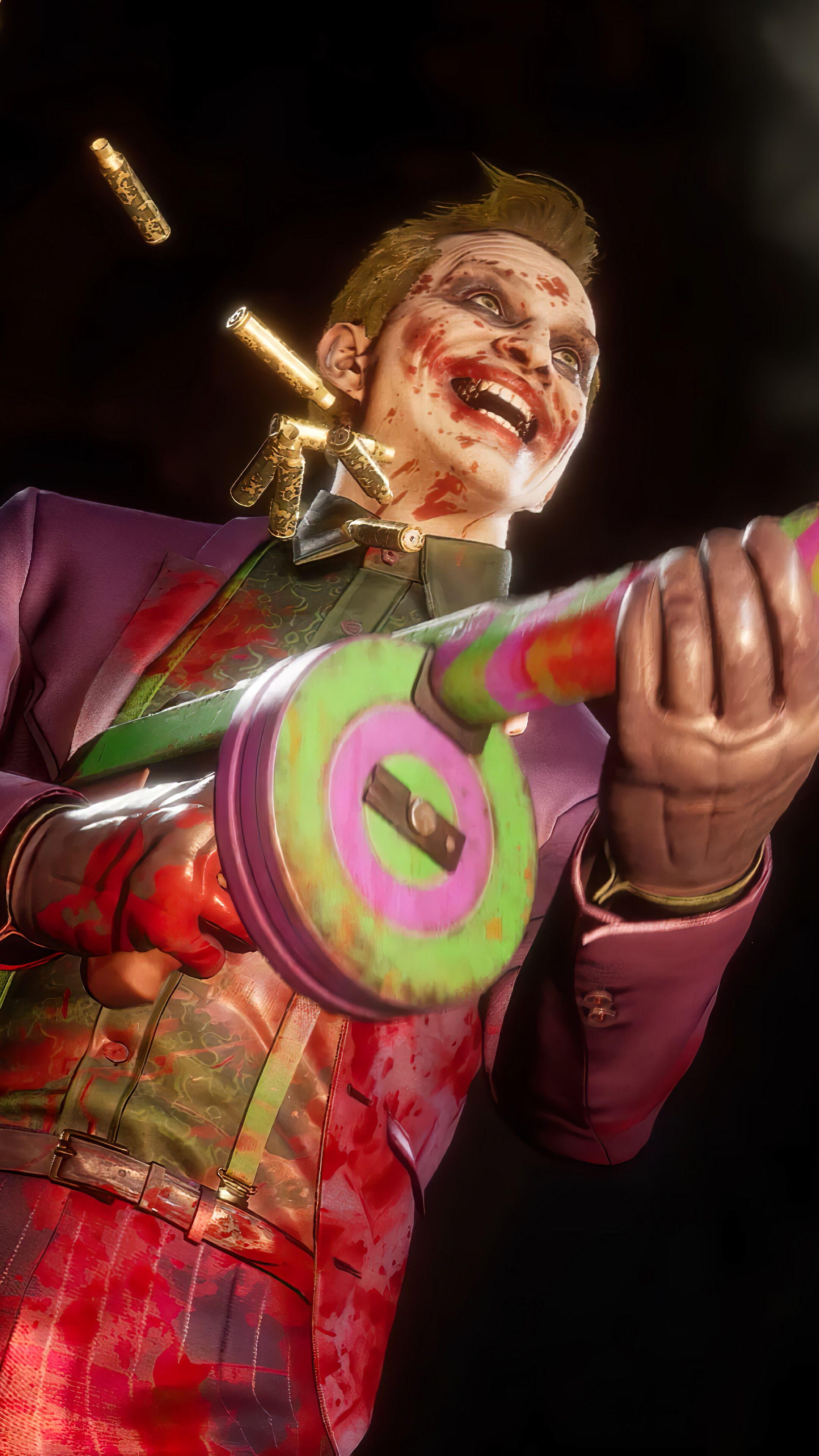 2160x3840 Joker, Laughing, Submachine Gun, Mortal Kombat 4K