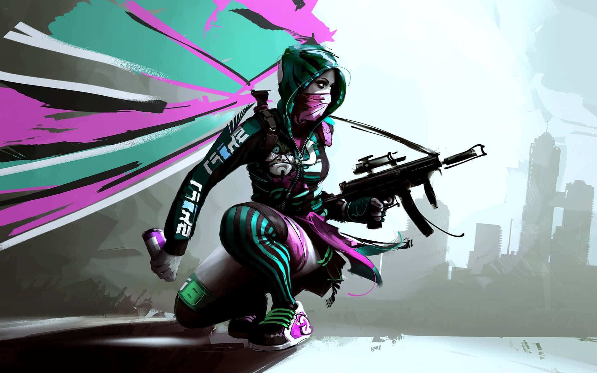 1920x1200 Download A Kawaii Gaming Girl with a headset and controller Wallpaper