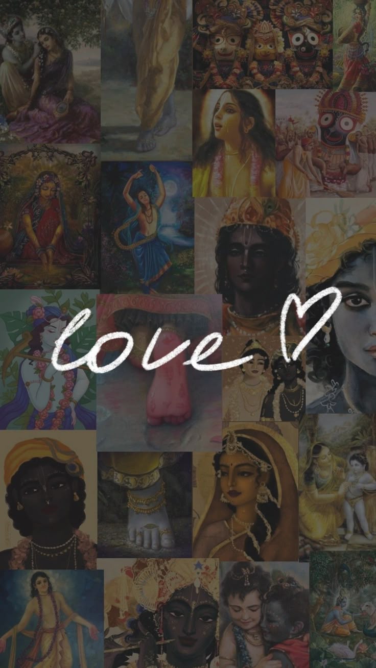 736x1308 Krishna collage aesthetic wallpaper