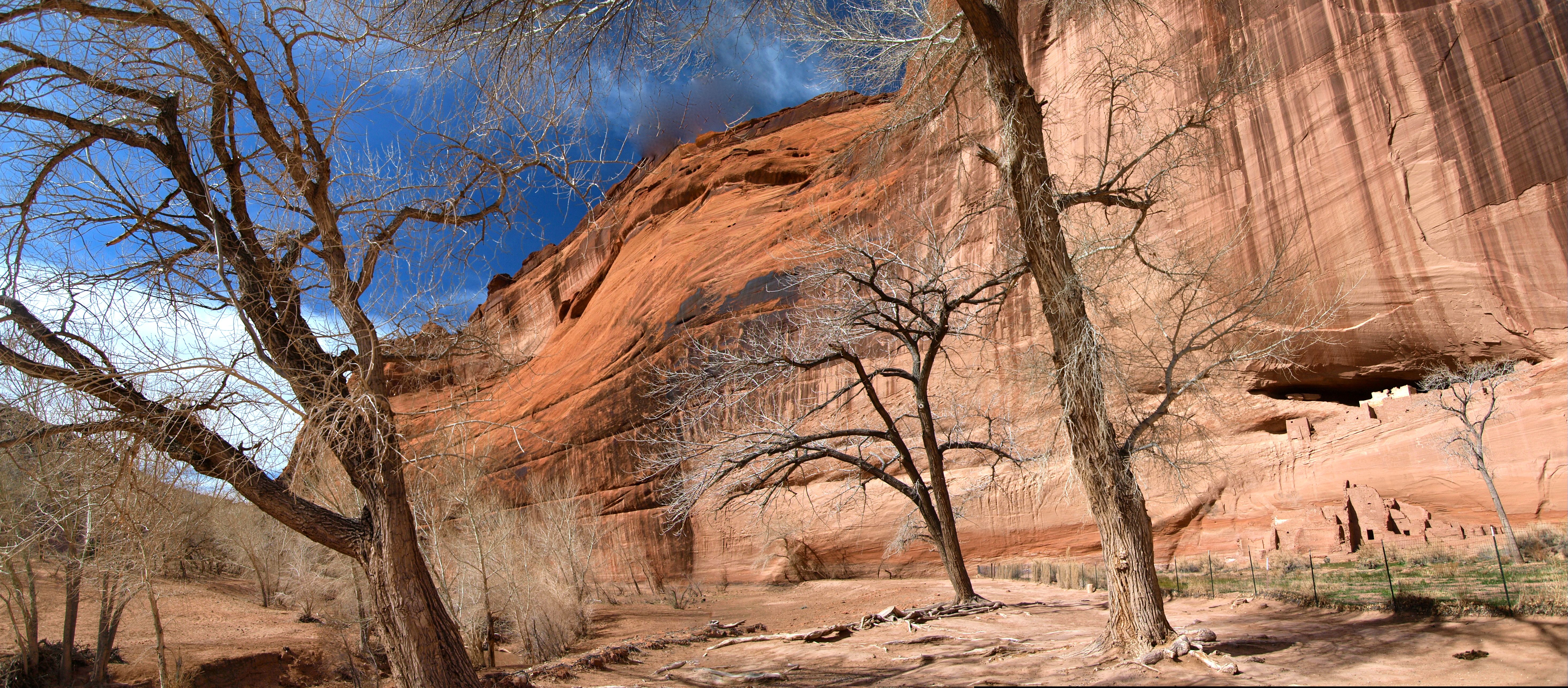 5872x2576 Trespassing in Canyon de Chelly. Travels with the Blonde Coyote