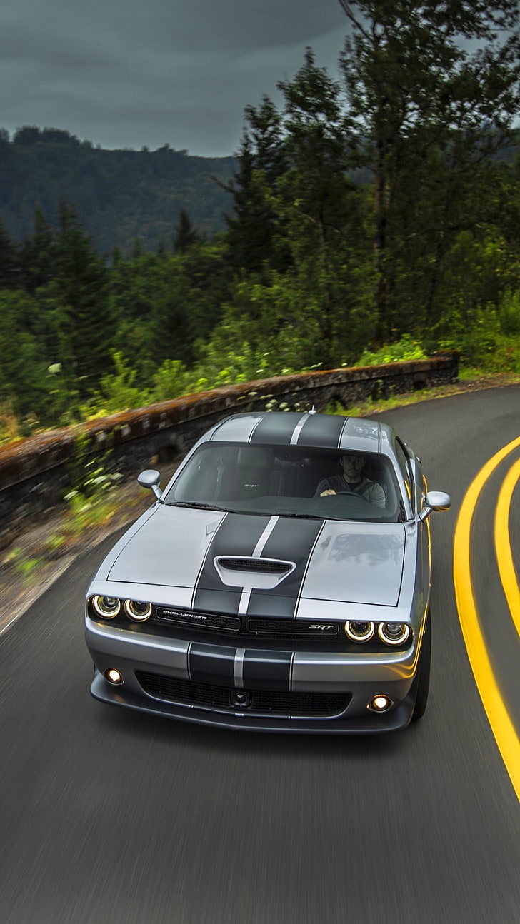 728x1294 HD wallpaper: Dodge Challenger SRT Hellcat First D, gray Dodge Challenger SRT