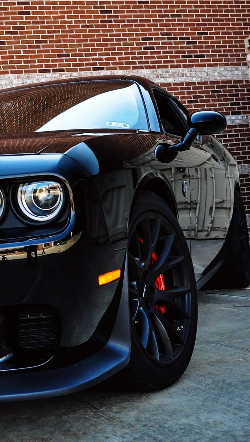 800x1412 Dodge Challenger, auto, black, challenger, dark, dodge perfect, speed, tuning, HD phone wallpaper
